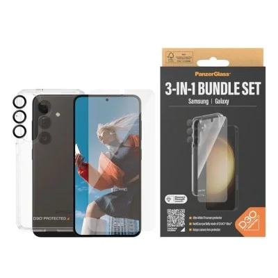 Protection Bundle Samsung S24 - 3In1 (Hard Case + Screen Protector + Hoops) Panzerglass - Clear